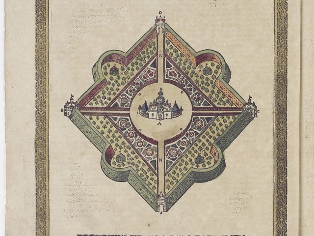 Engraving of Tycho Brahe’s observatory, Uraniborg (1598).